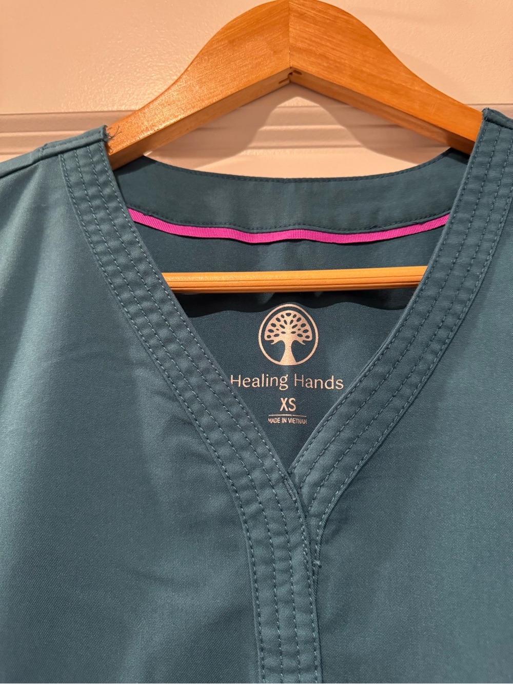 XS 2Pc Scrub Set Healing Hands Caribbean Teal - Picture 4 of 13